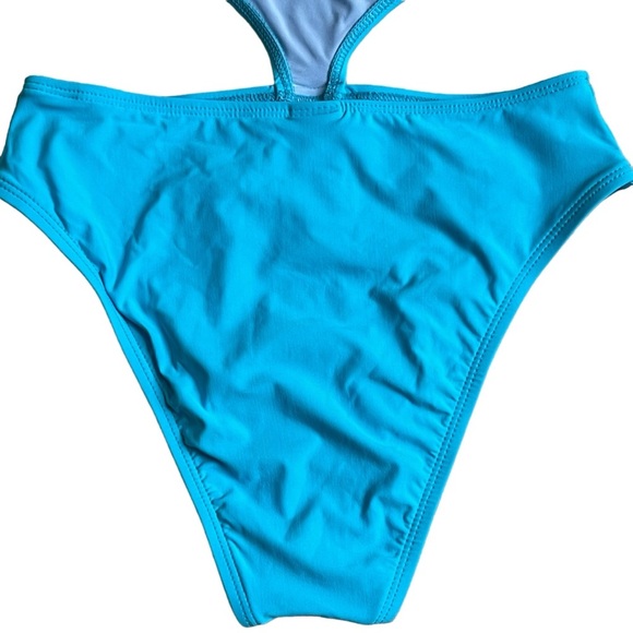 Salero by PacSun Swim Blue High Neck Cutout One Piece Swimsuit Size XS Beach - Picture 10 of 12